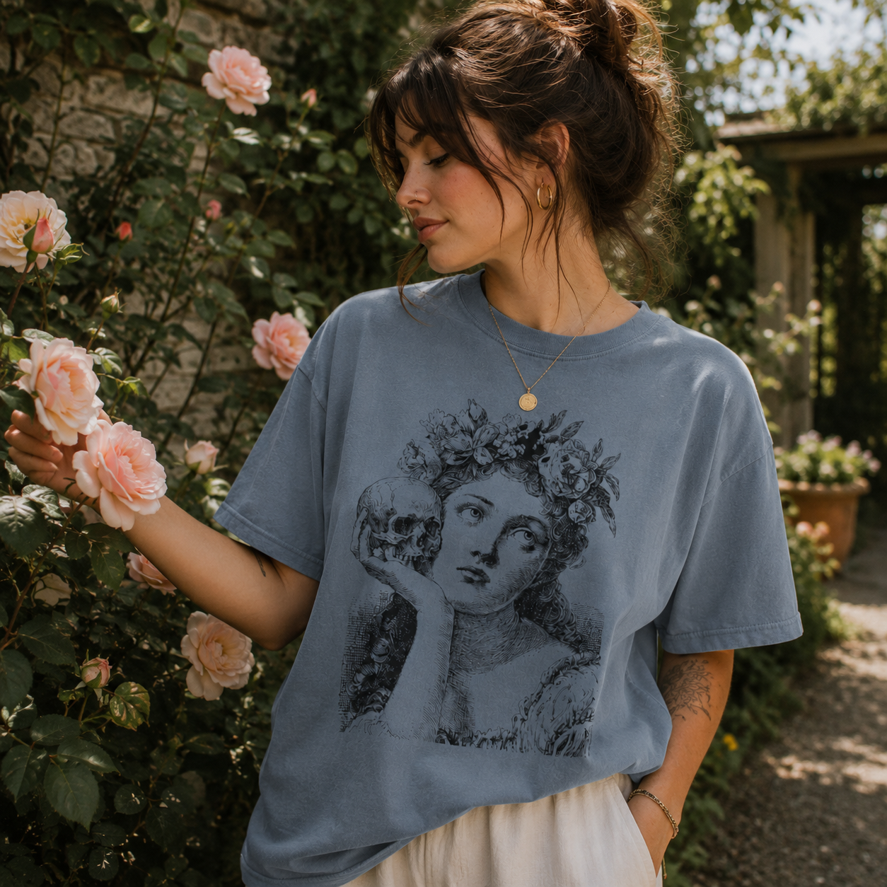 Skull and Floral Tee