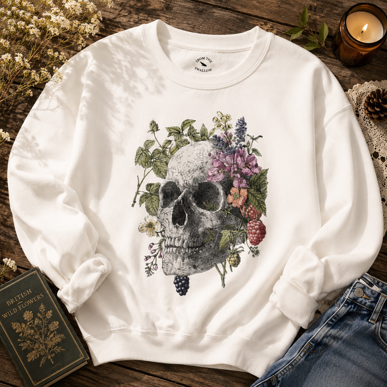 Autumn Botanical Skull Sweatshirt