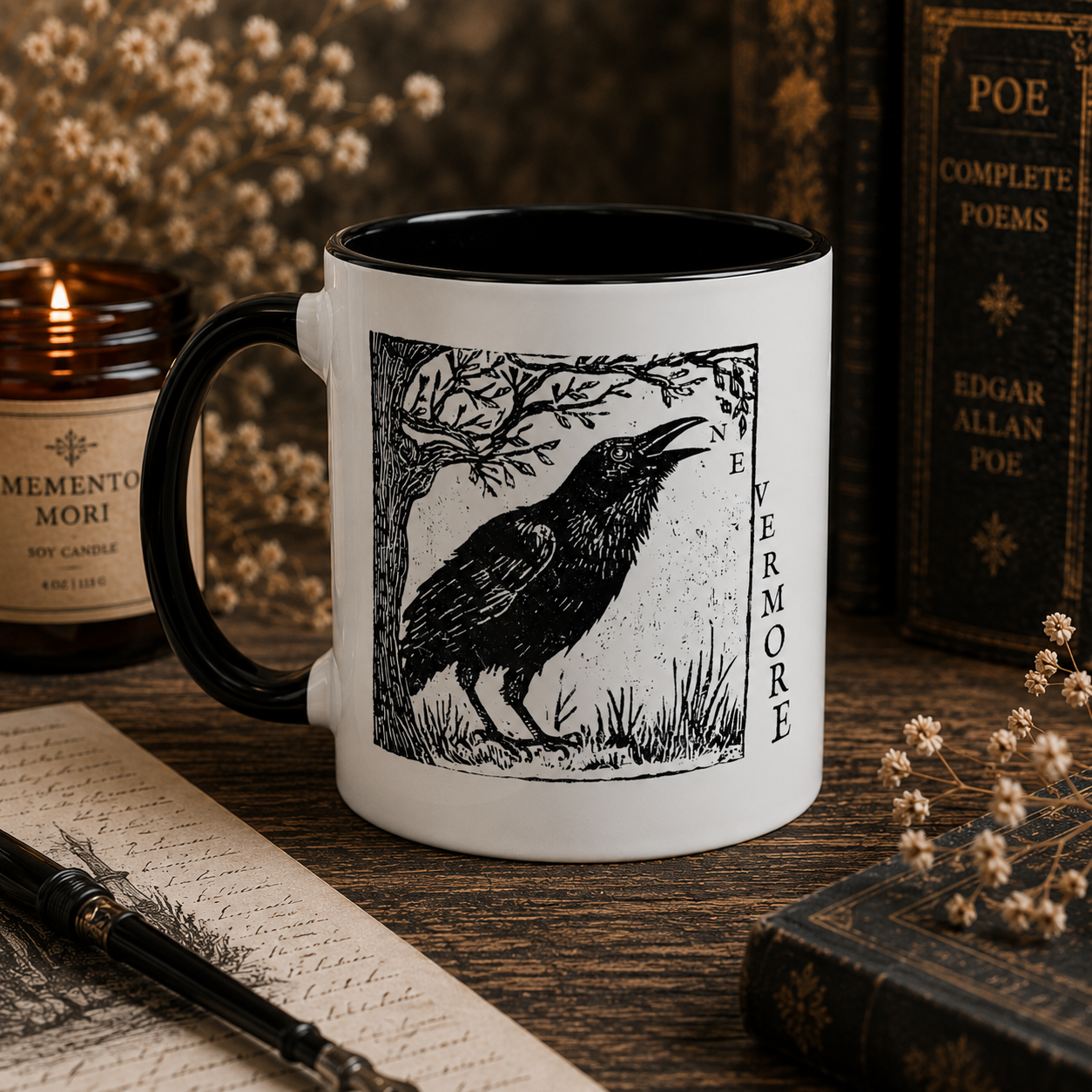 Nevermore Raven Quote Mug