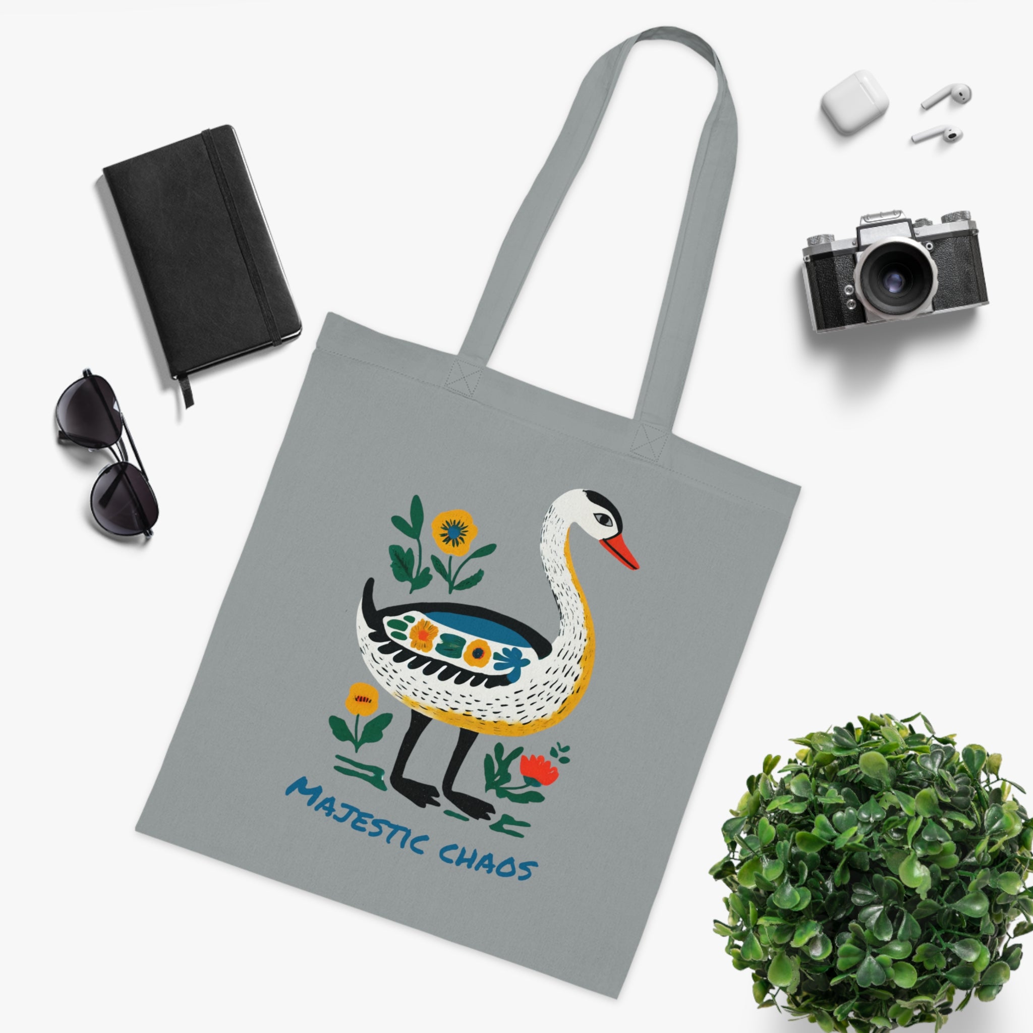 Majestic Chaos Swan Cotton Tote Bag