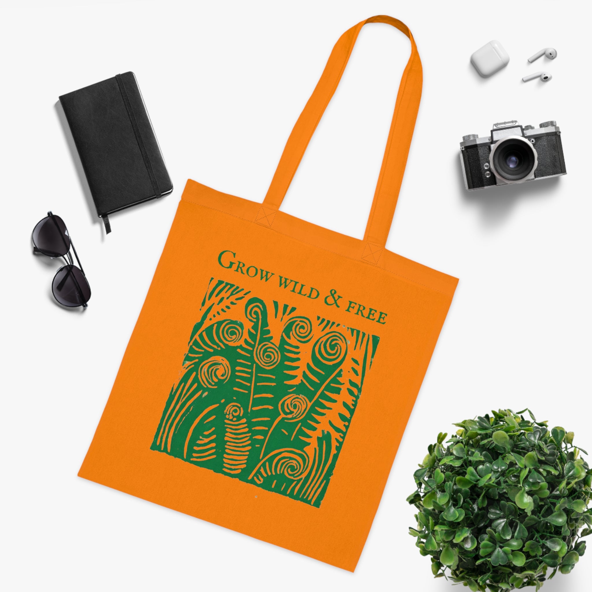 ‘Grow Wild and Free’ Fern Cotton Tote Bag
