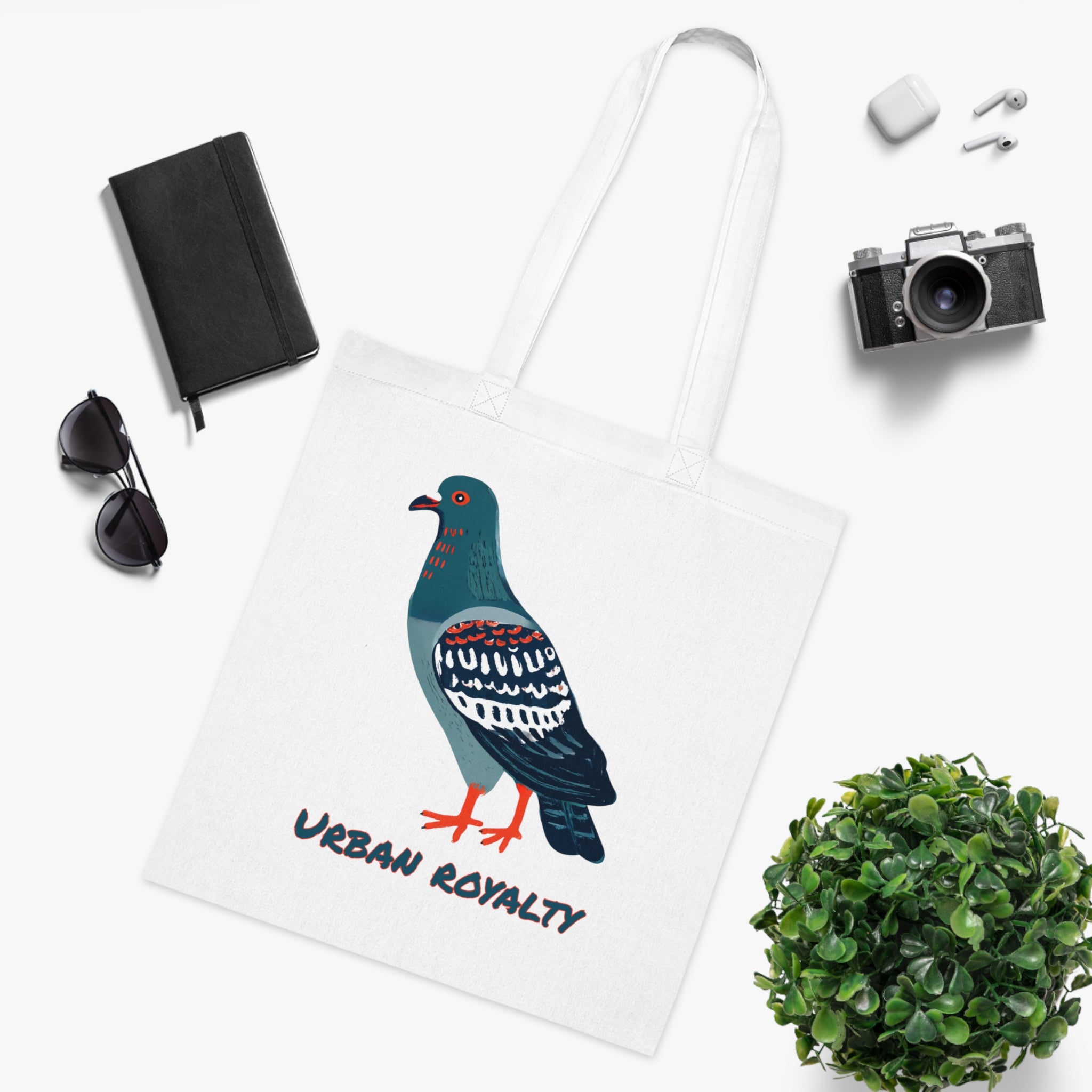 ‘Urban Royalty’ Pigeon Cotton Tote Bag