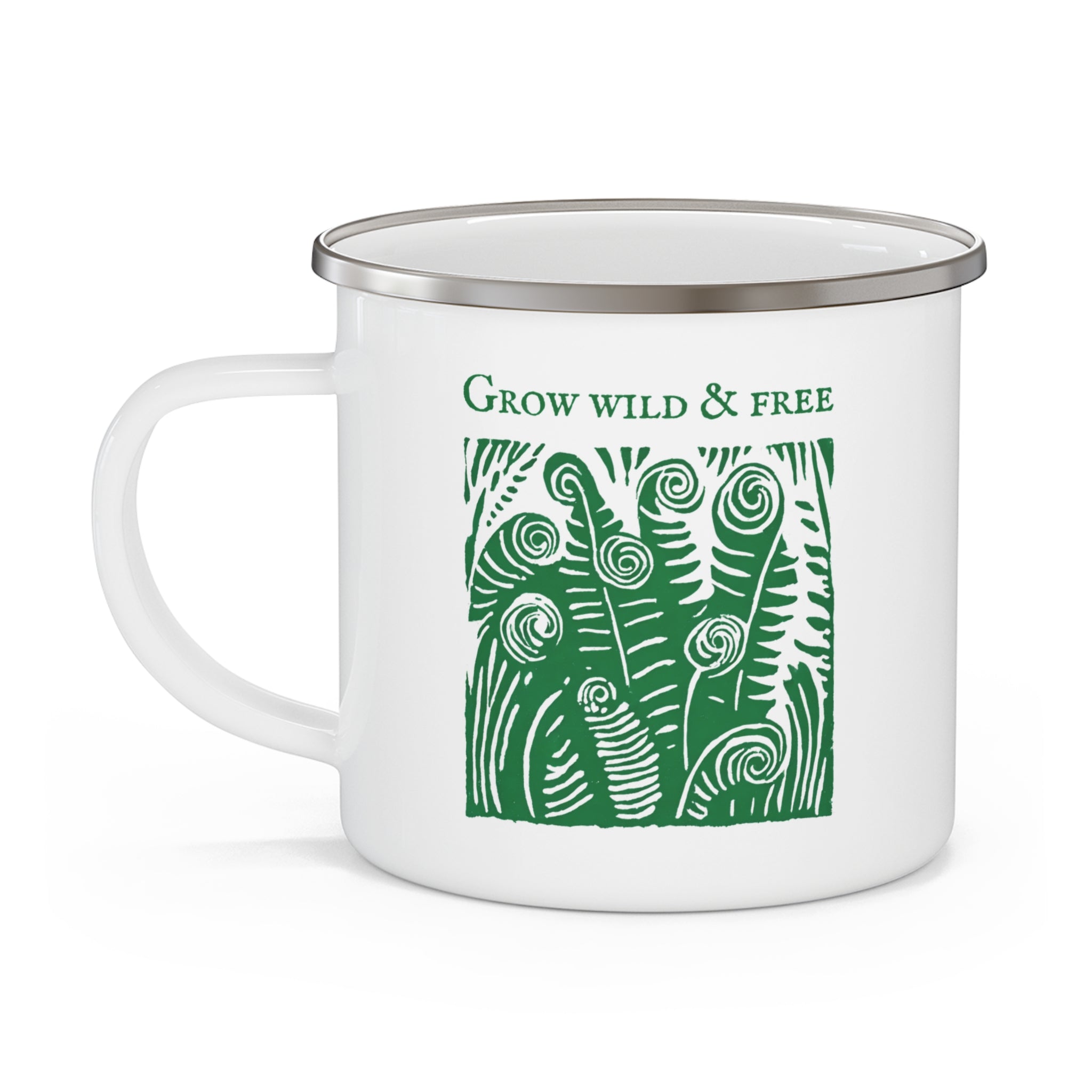 Grow Wild and Free’ Fern Enamel Mug