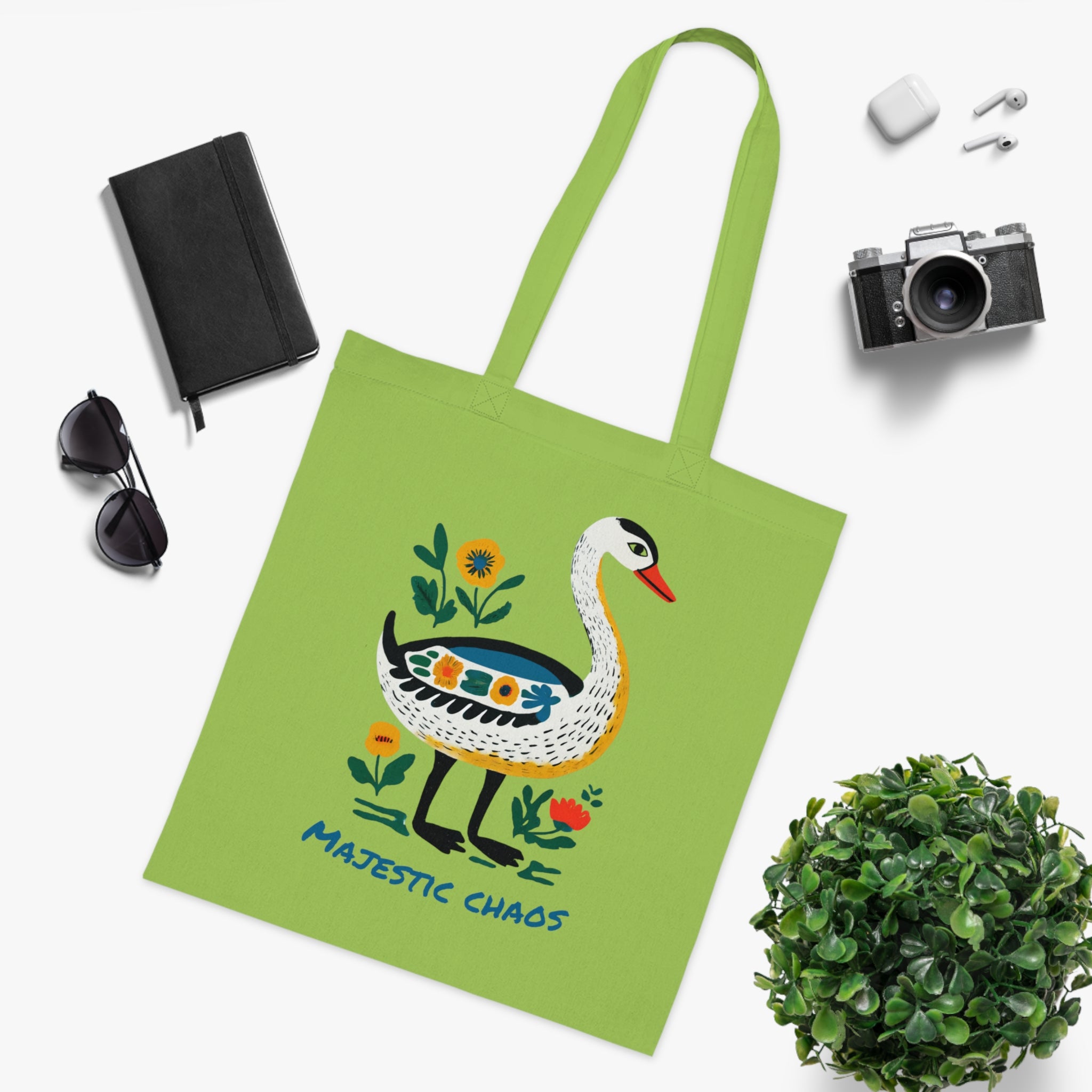 Majestic Chaos Swan Cotton Tote Bag