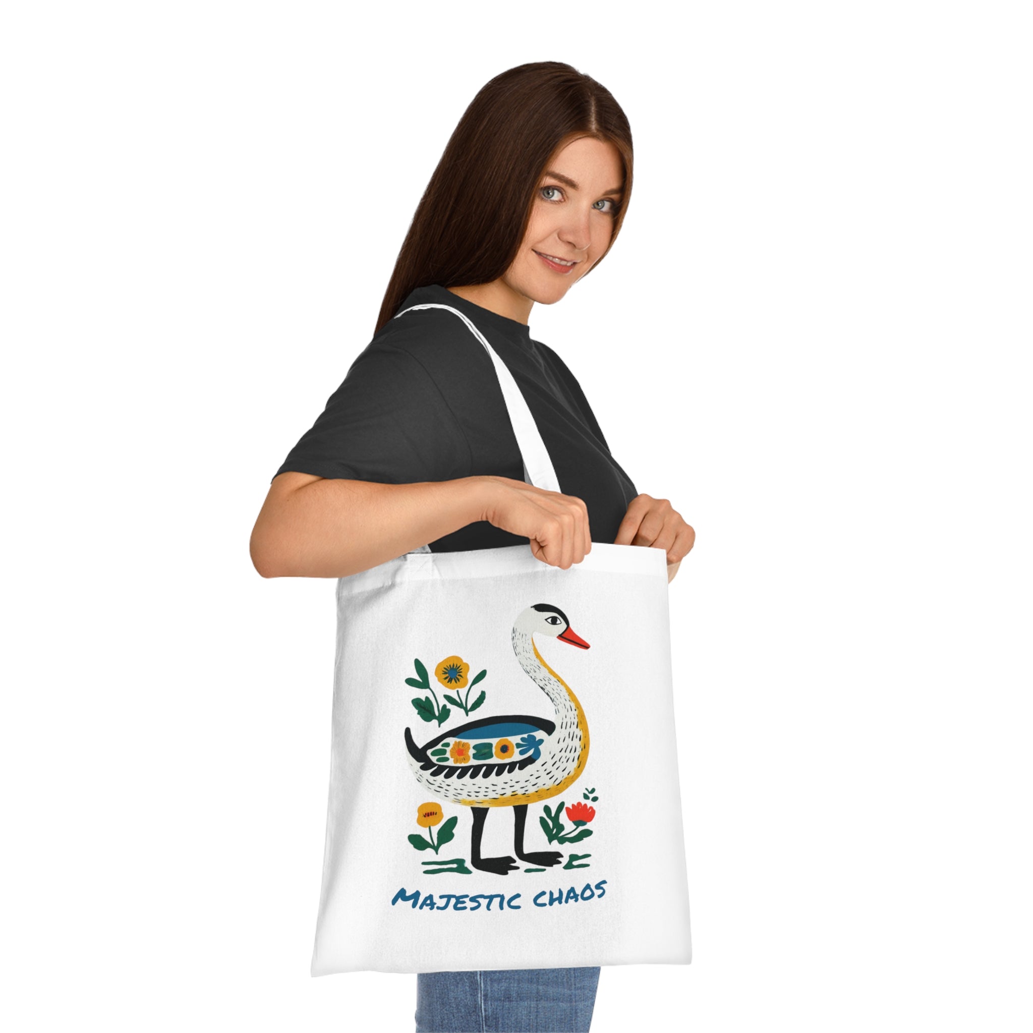 Majestic Chaos Swan Cotton Tote Bag