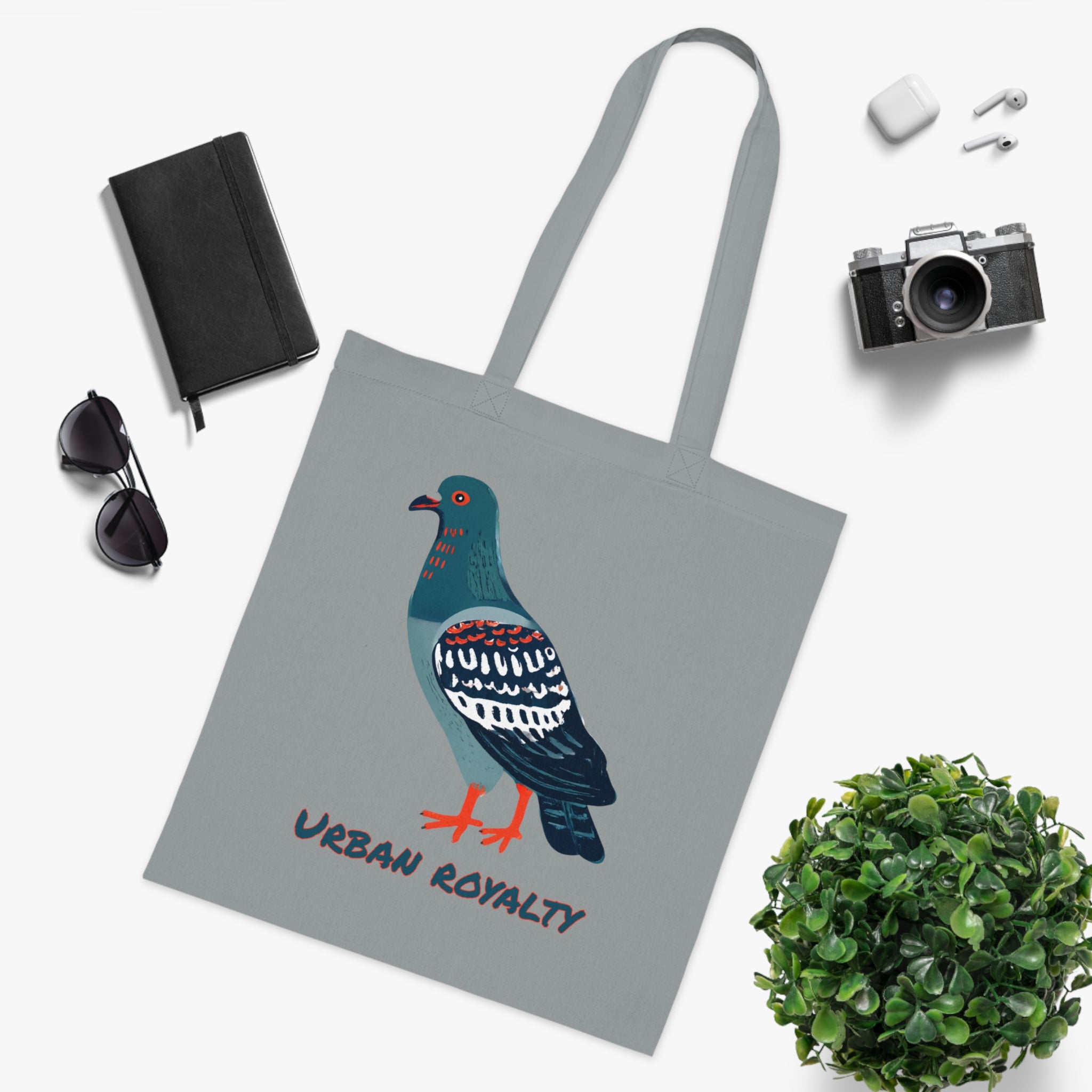 ‘Urban Royalty’ Pigeon Cotton Tote Bag