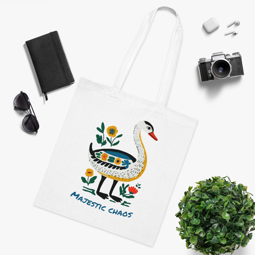 Majestic Chaos Swan Cotton Tote Bag