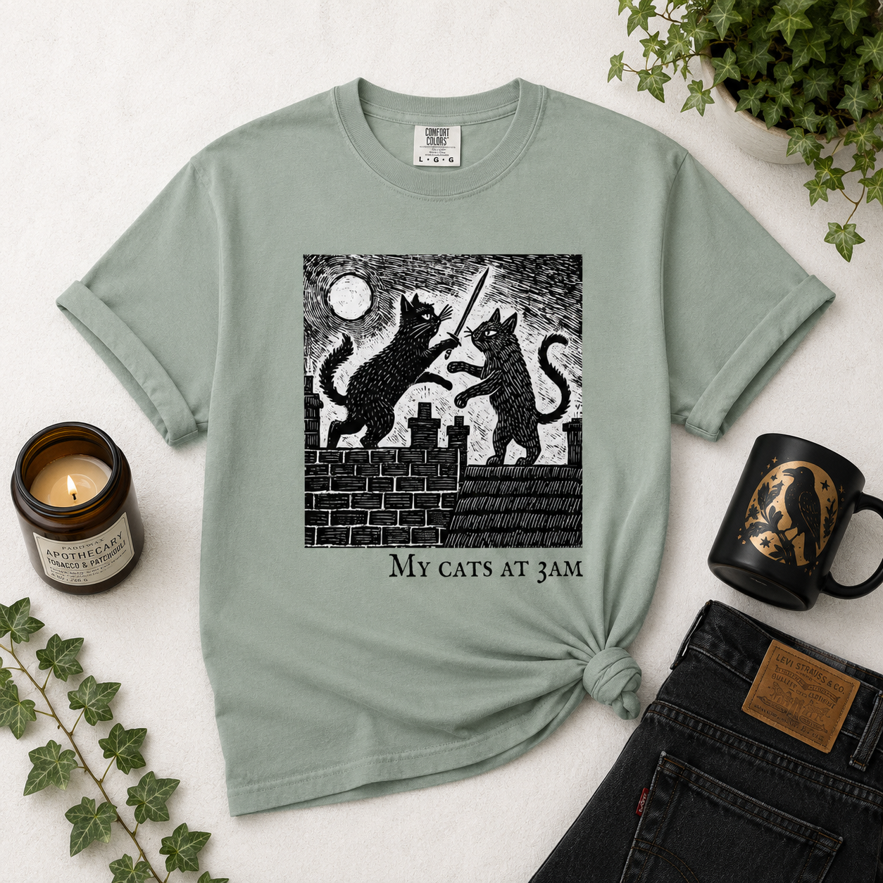 The Duelling Cats Tee
