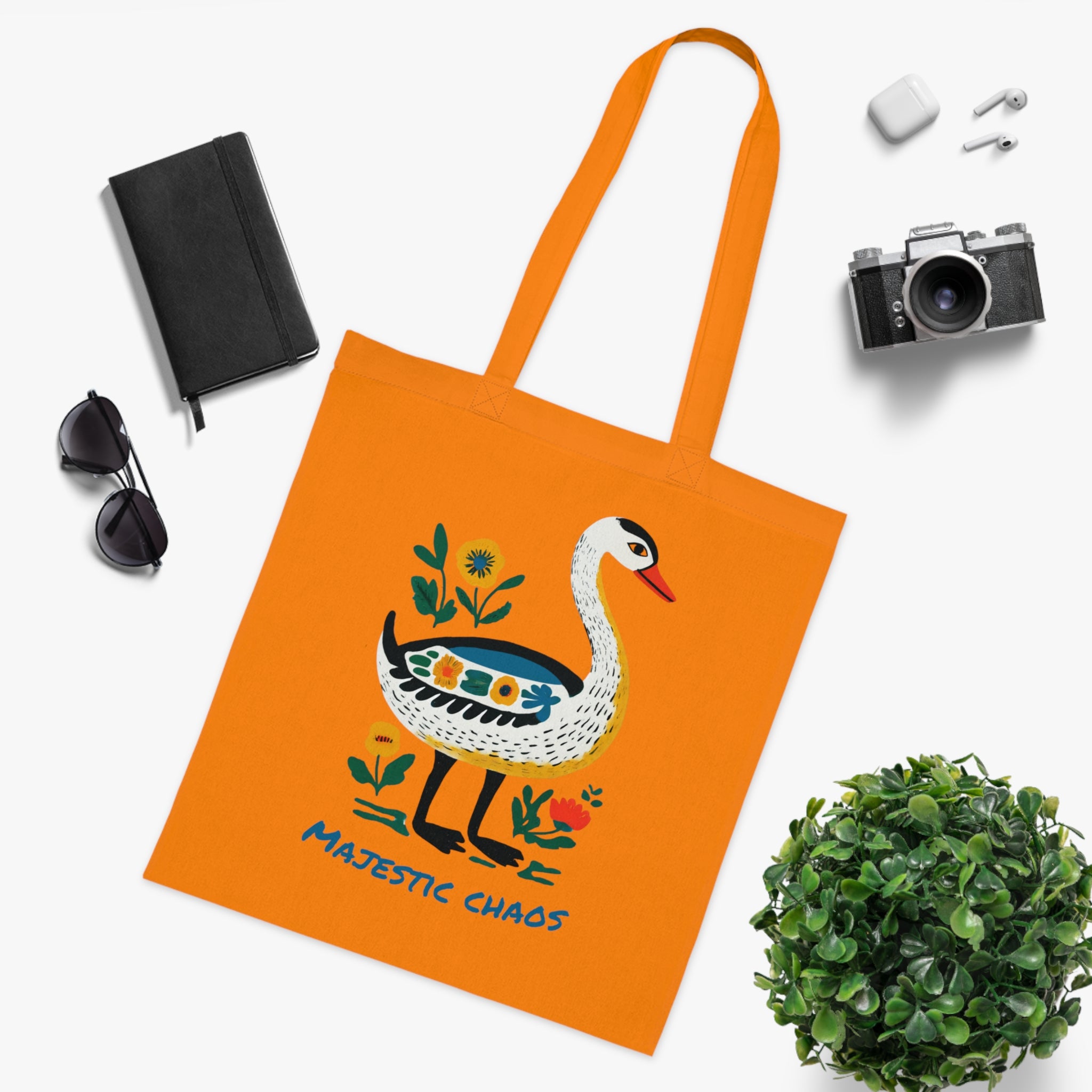 Majestic Chaos Swan Cotton Tote Bag