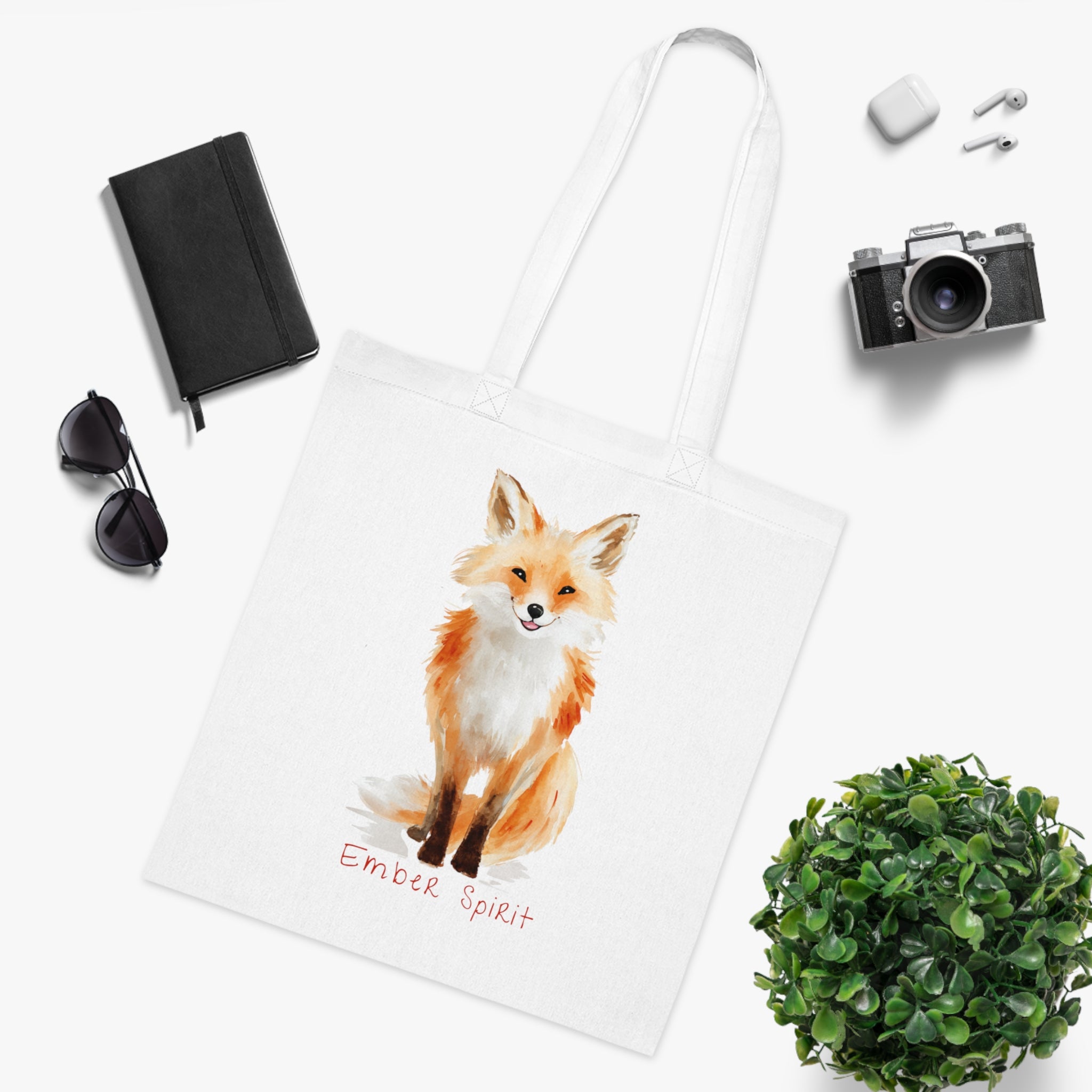 ‘Ember Spirit’ Fox Cotton Tote Bag