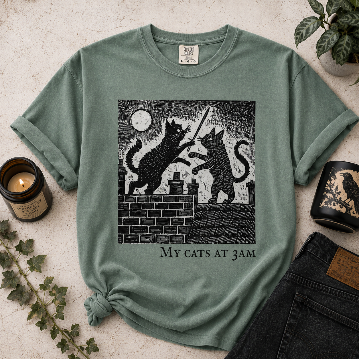 The Duelling Cats Tee