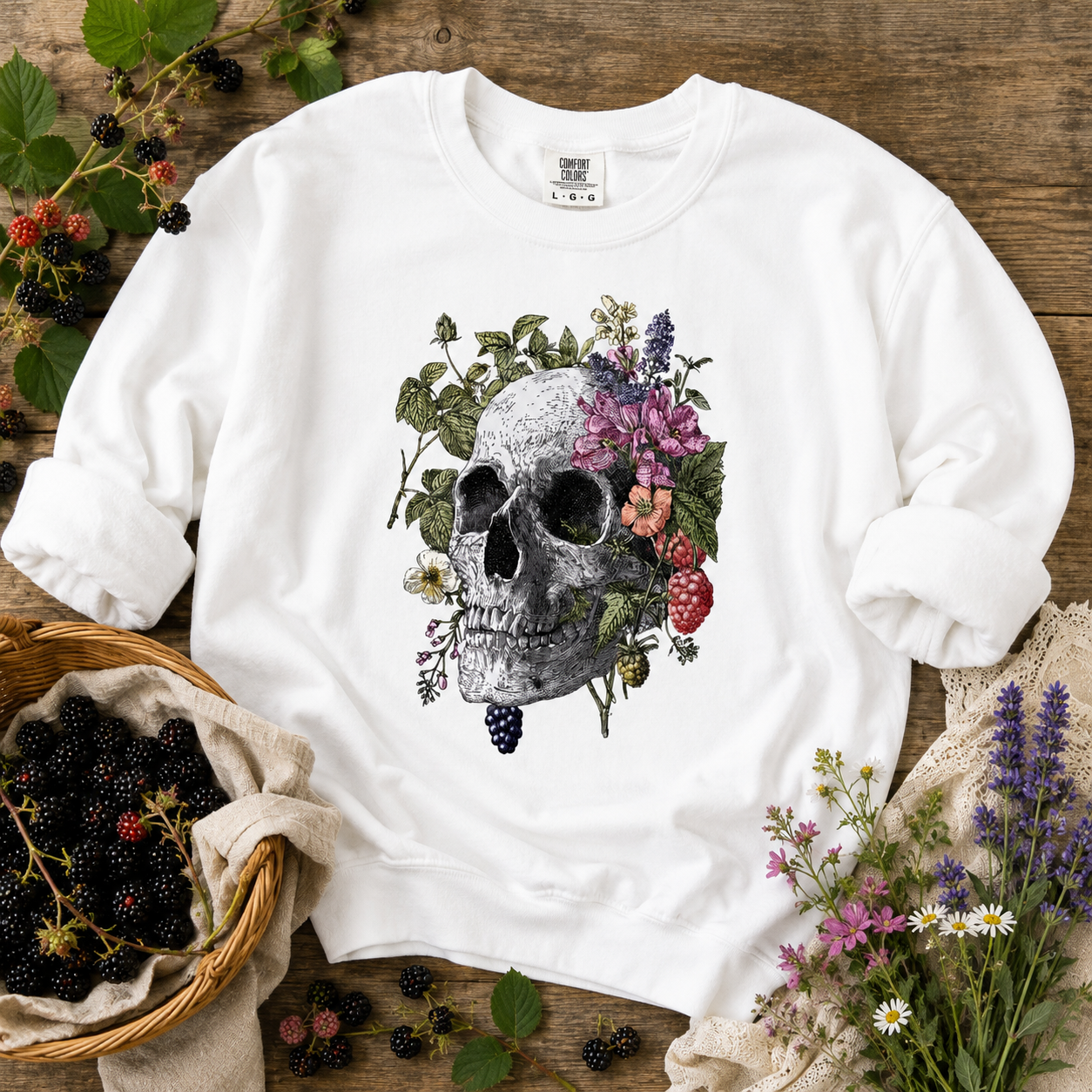 Autumn Botanical Skull Sweatshirt
