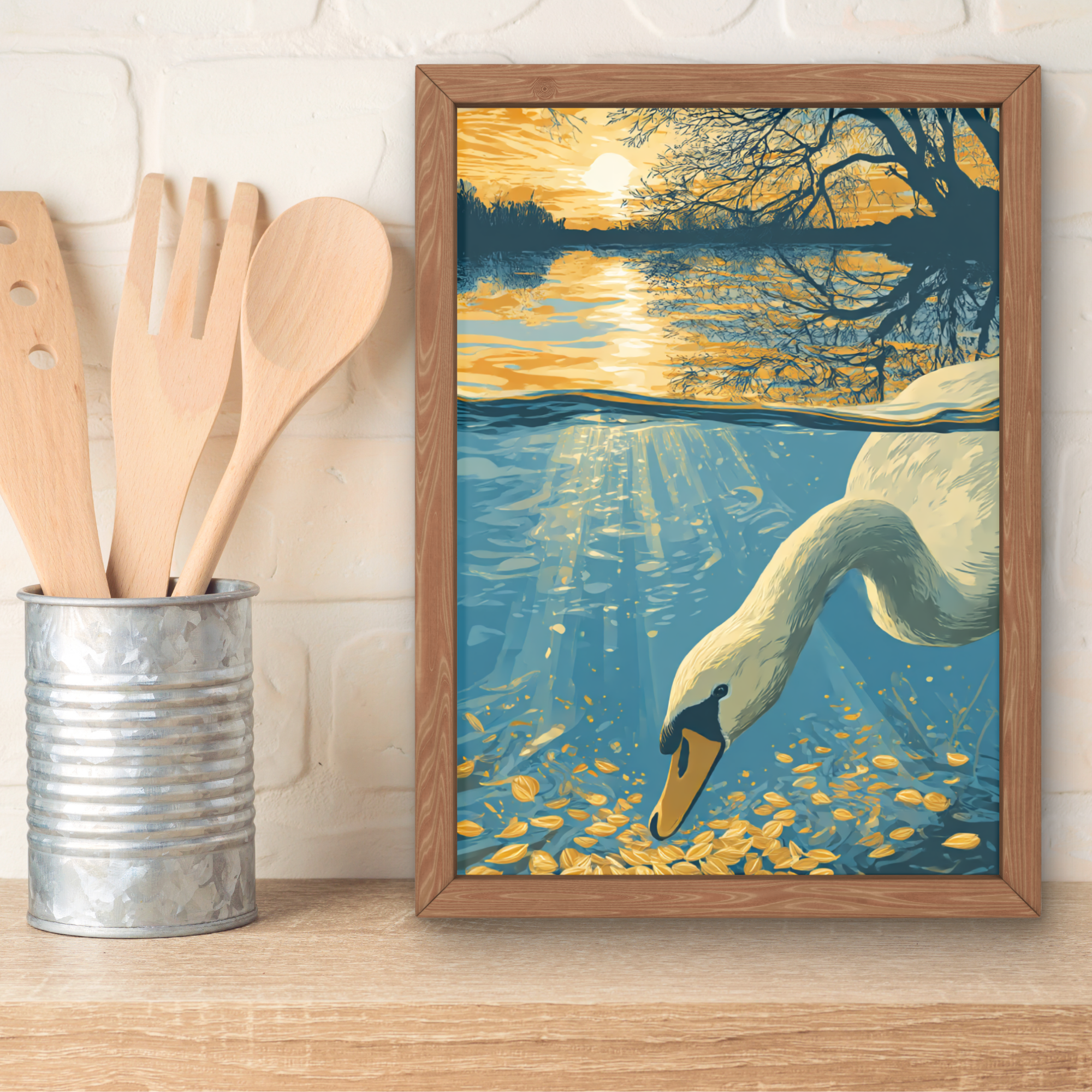 Sunset Swan Wall Art