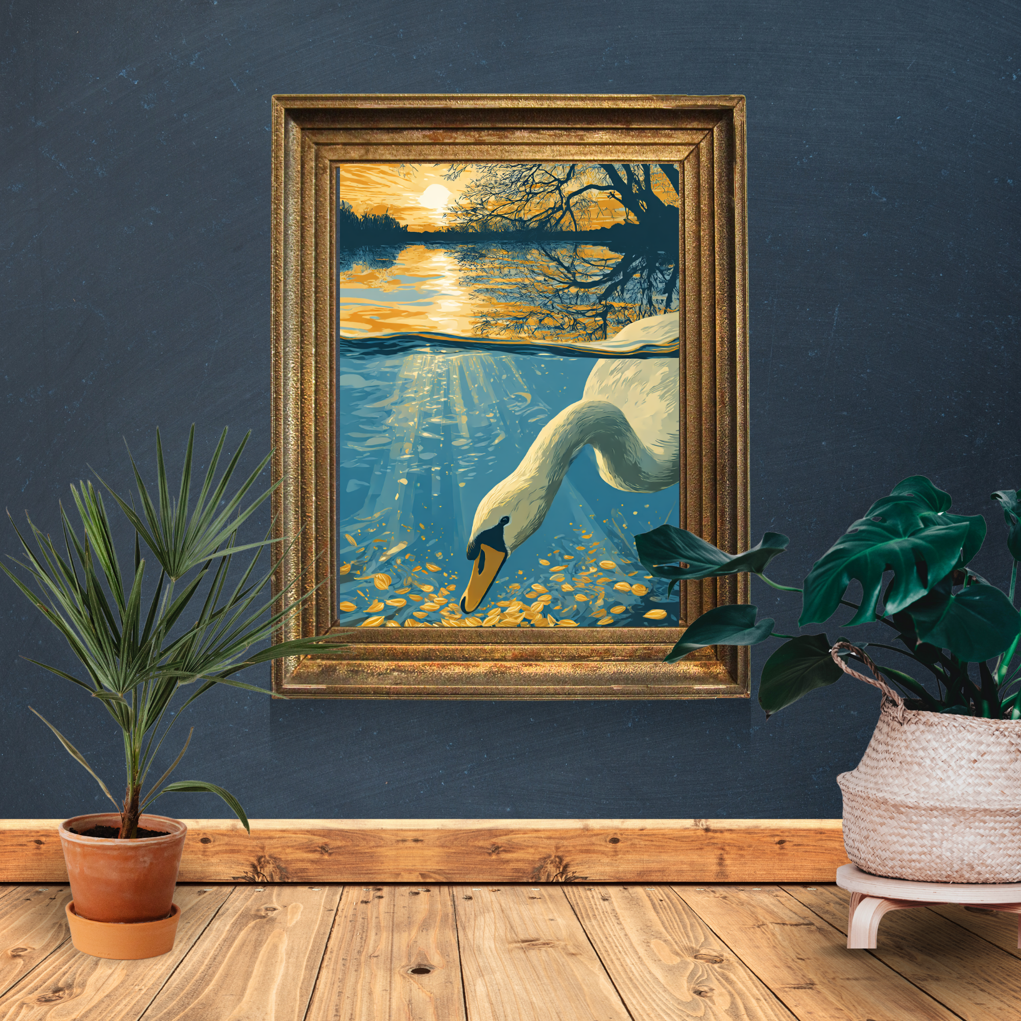 Sunset Swan Wall Art