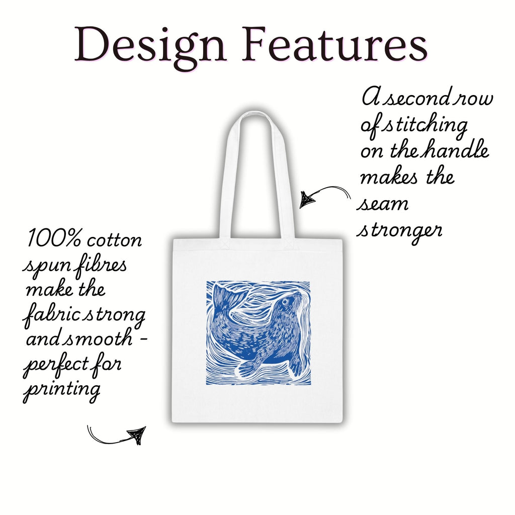 Curious Seal Rustic Print Cotton Tote Bag