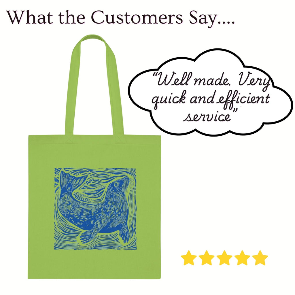 Curious Seal Rustic Print Cotton Tote Bag