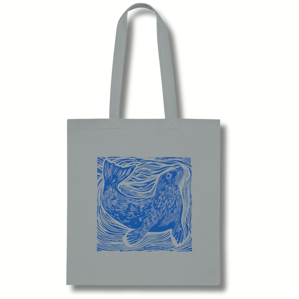 Curious Seal Rustic Print Cotton Tote Bag