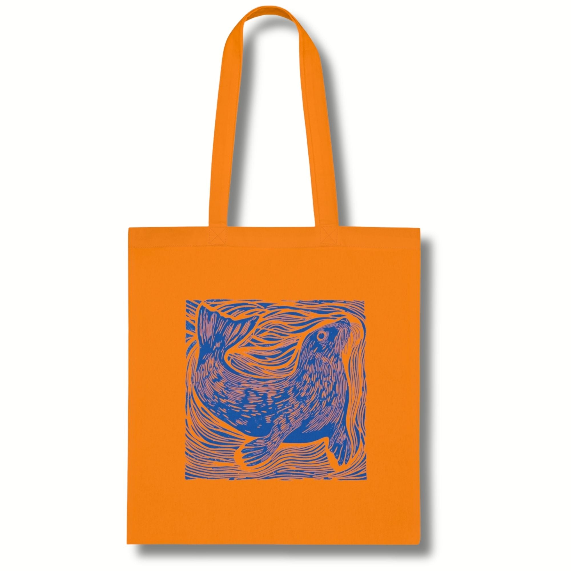 Curious Seal Rustic Print Cotton Tote Bag