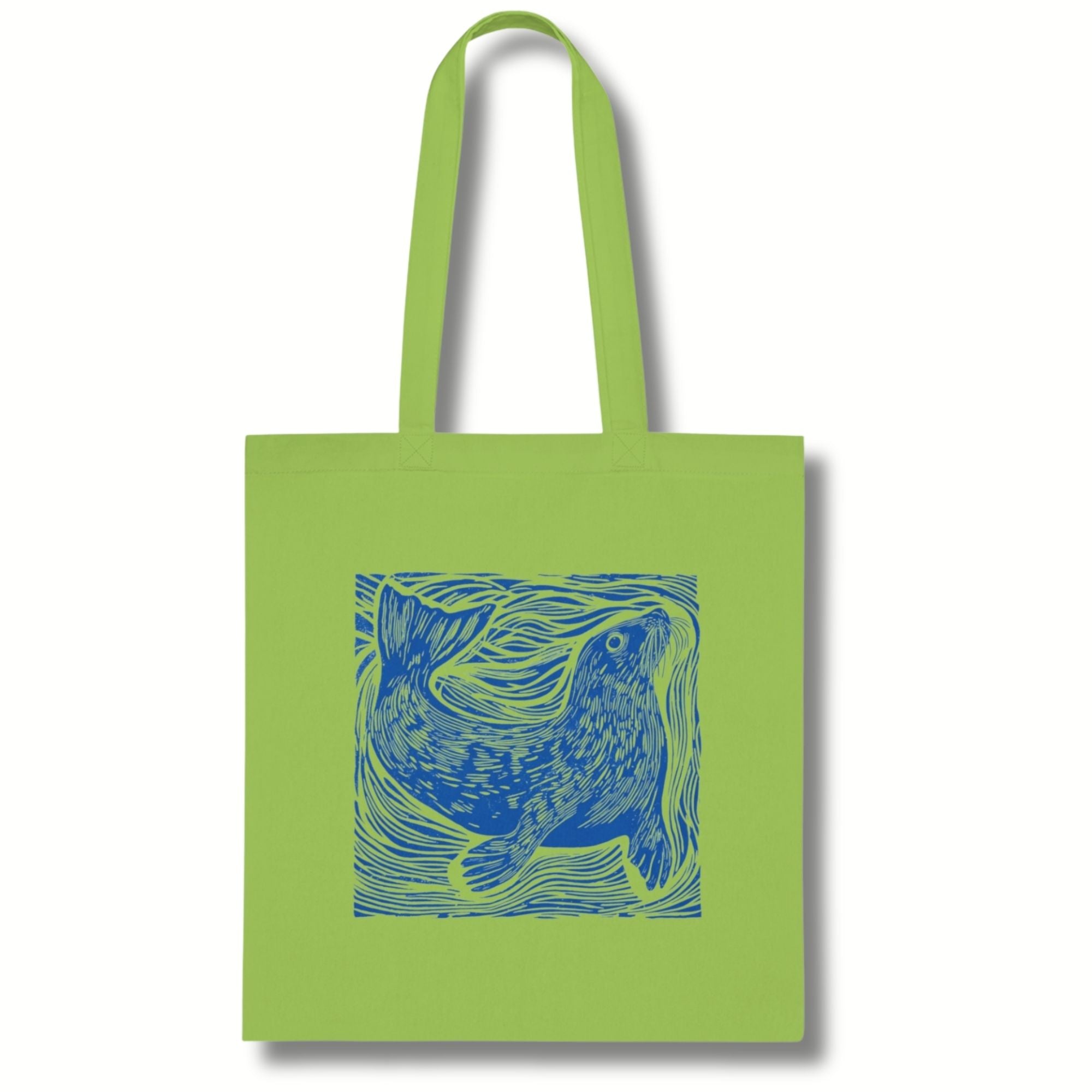 Curious Seal Rustic Print Cotton Tote Bag