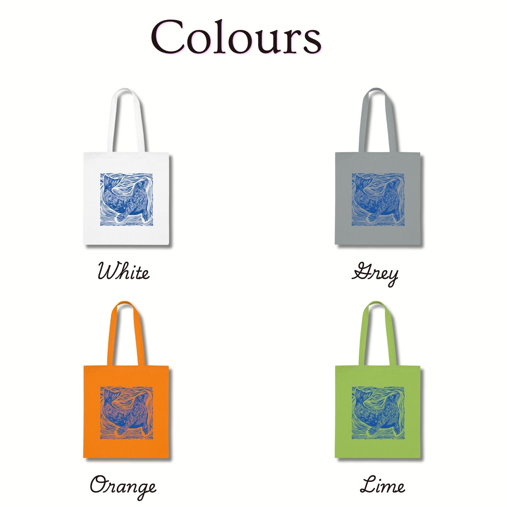 Curious Seal Rustic Print Cotton Tote Bag