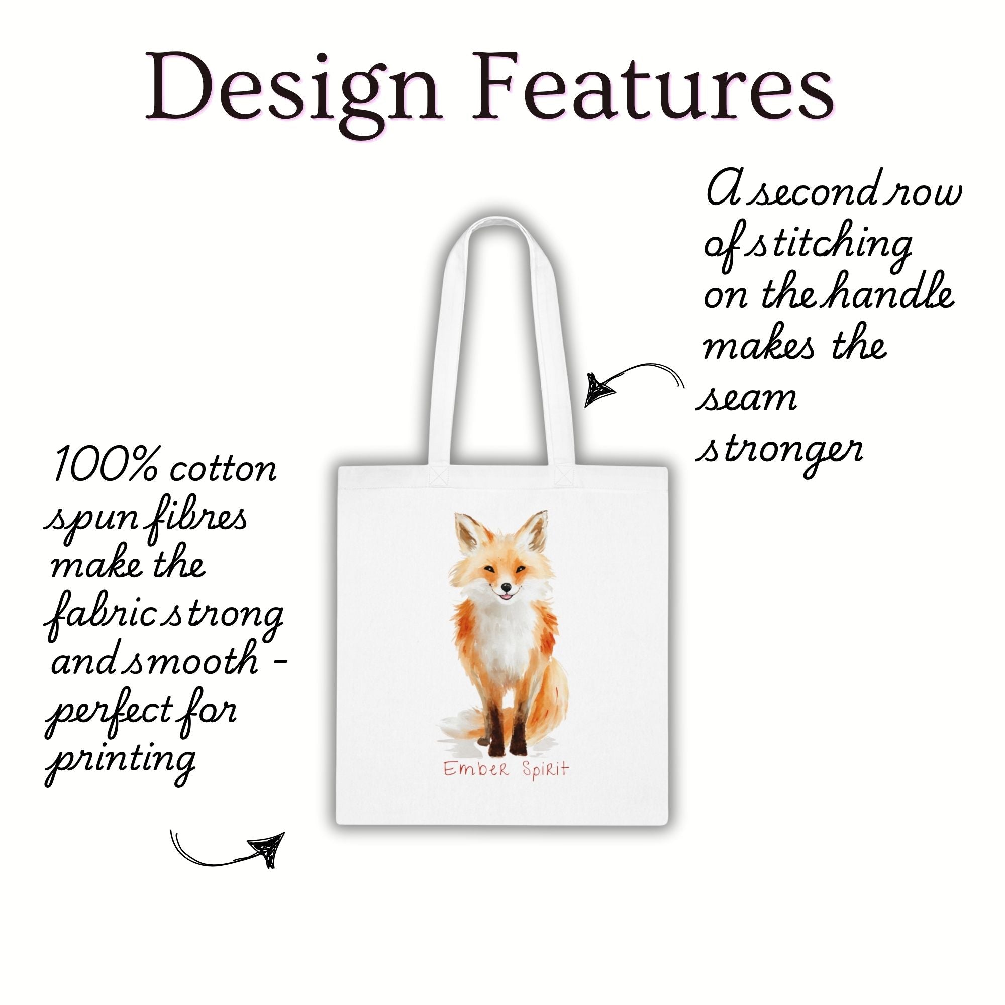 ‘Ember Spirit’ Fox Cotton Tote Bag