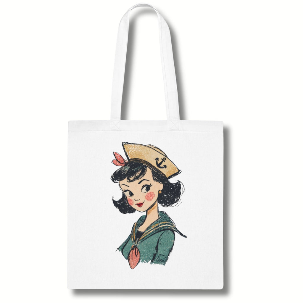 Vintage Sailor Girl Cotton Tote Bag