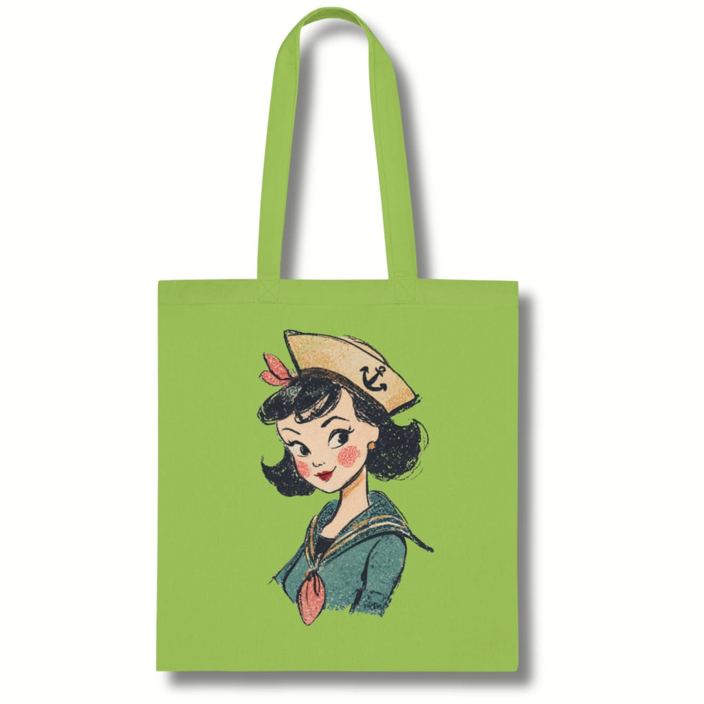 Vintage Sailor Girl Cotton Tote Bag
