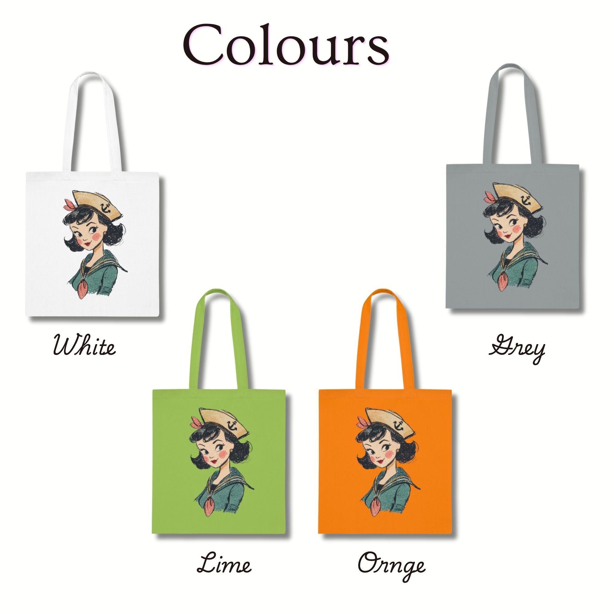 Vintage Sailor Girl Cotton Tote Bag