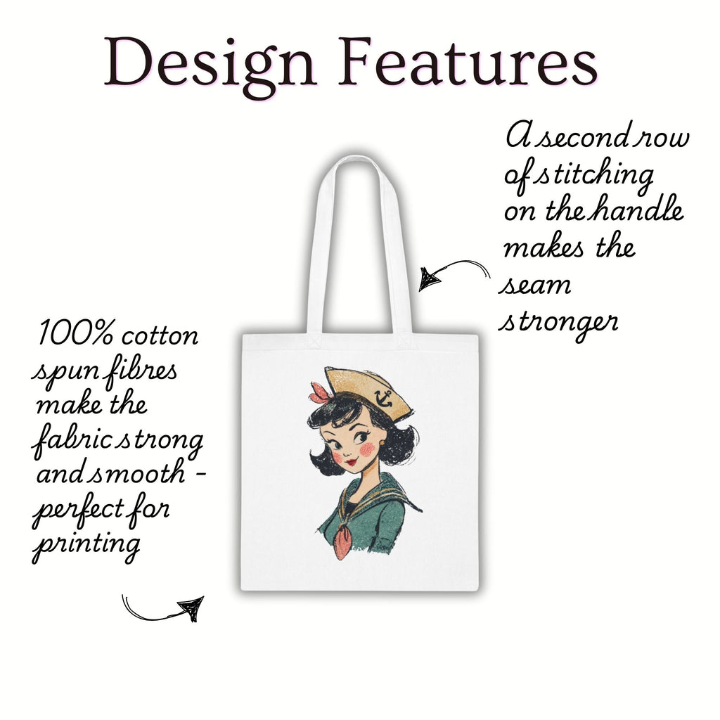 Vintage Sailor Girl Cotton Tote Bag
