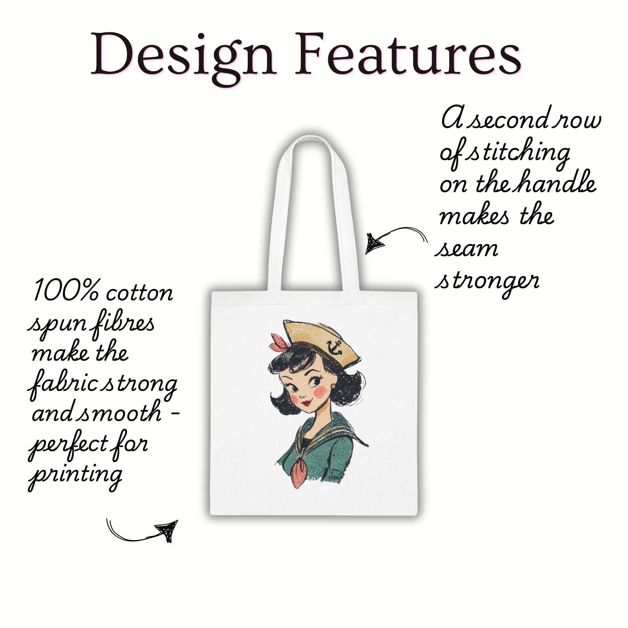 Vintage Sailor Girl Cotton Tote Bag