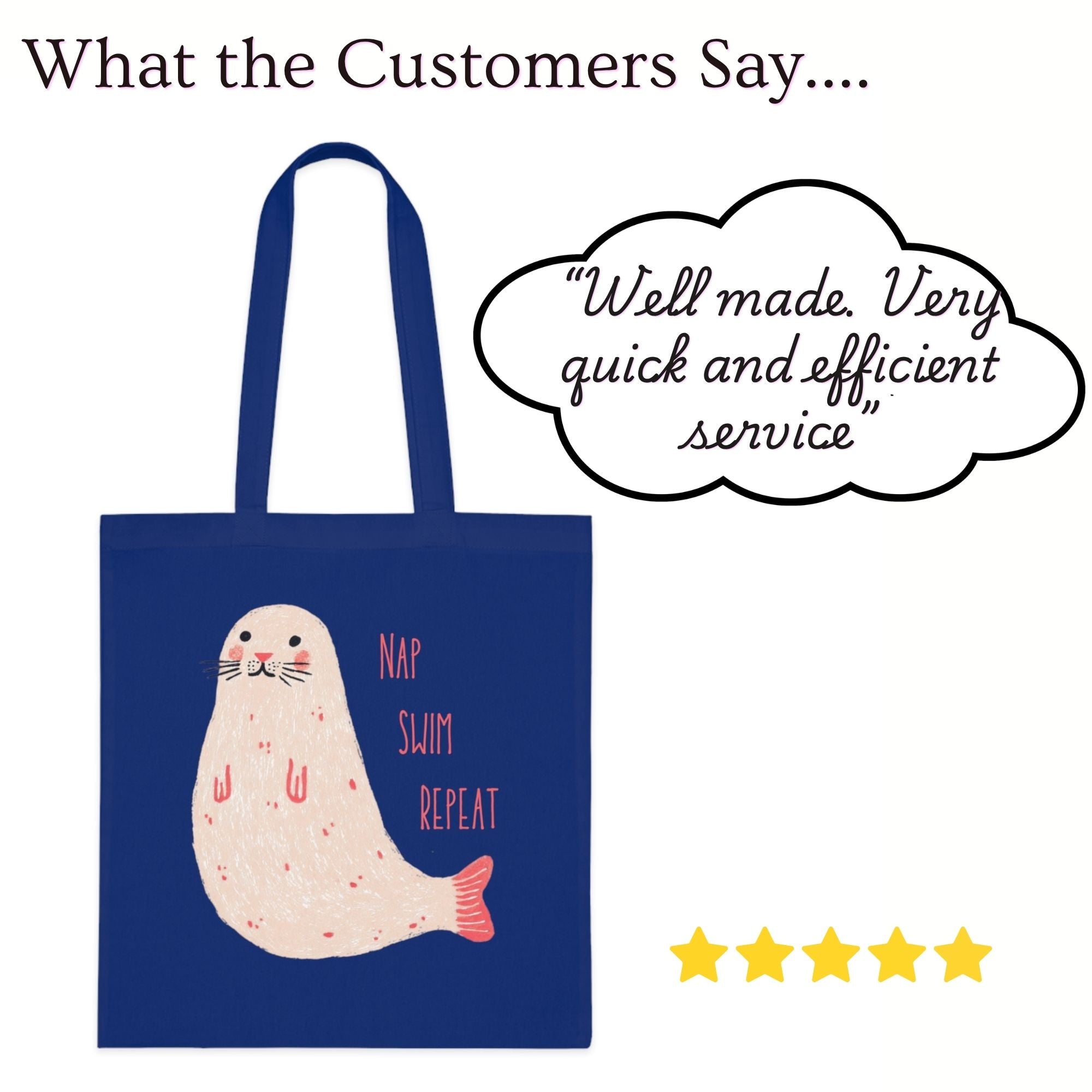 ‘Nap, Swim, Repeat’ Seal Cotton Tote Bag