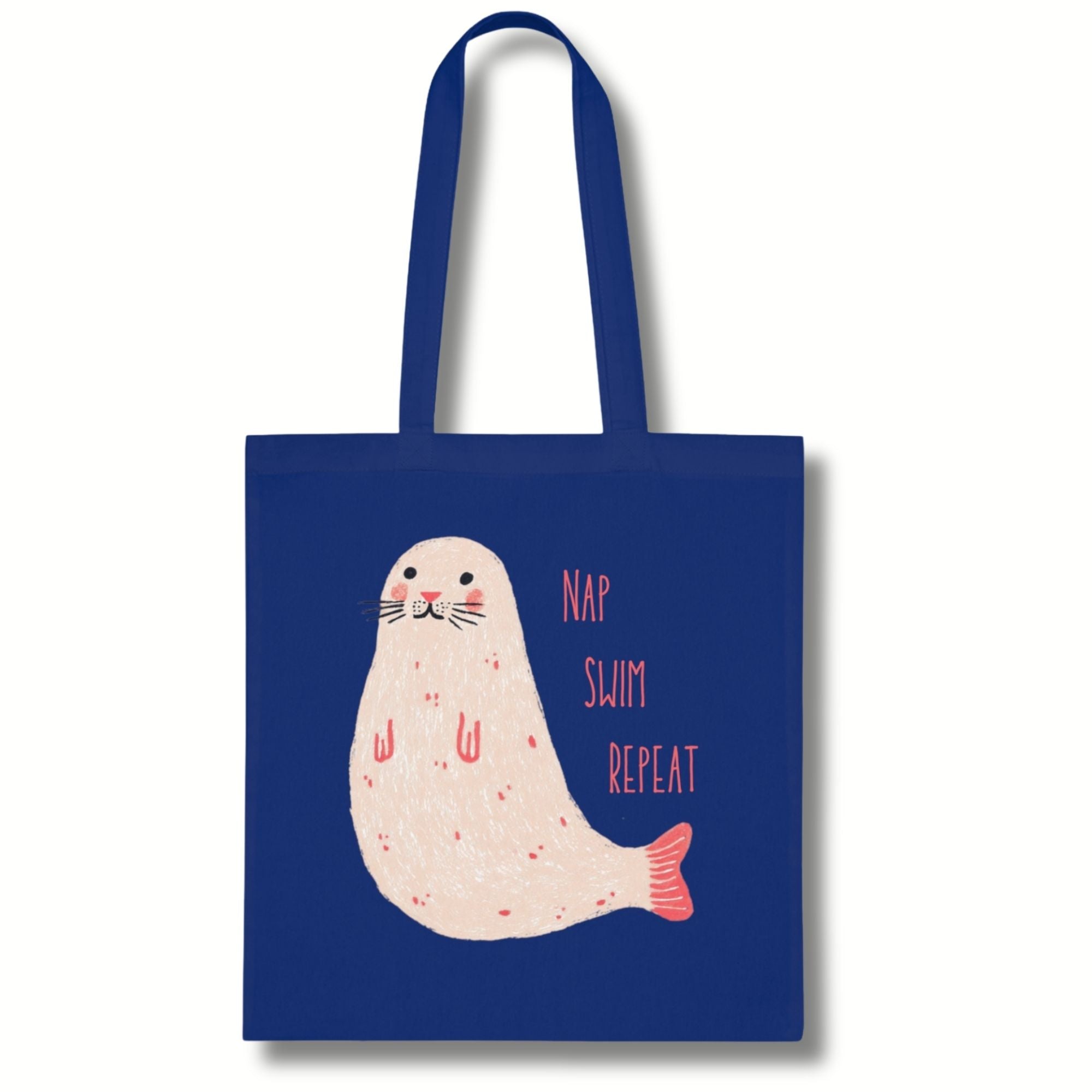 ‘Nap, Swim, Repeat’ Seal Cotton Tote Bag