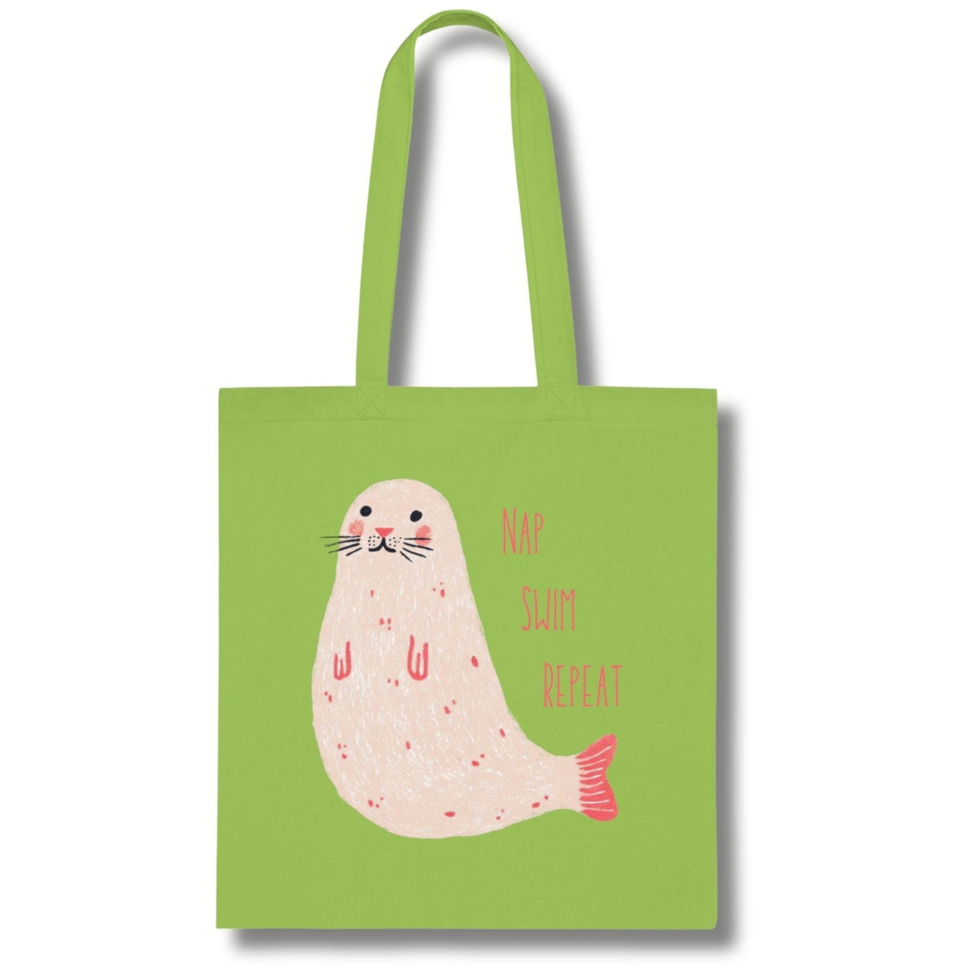 ‘Nap, Swim, Repeat’ Seal Cotton Tote Bag