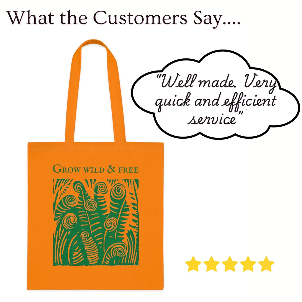 ‘Grow Wild and Free’ Fern Cotton Tote Bag