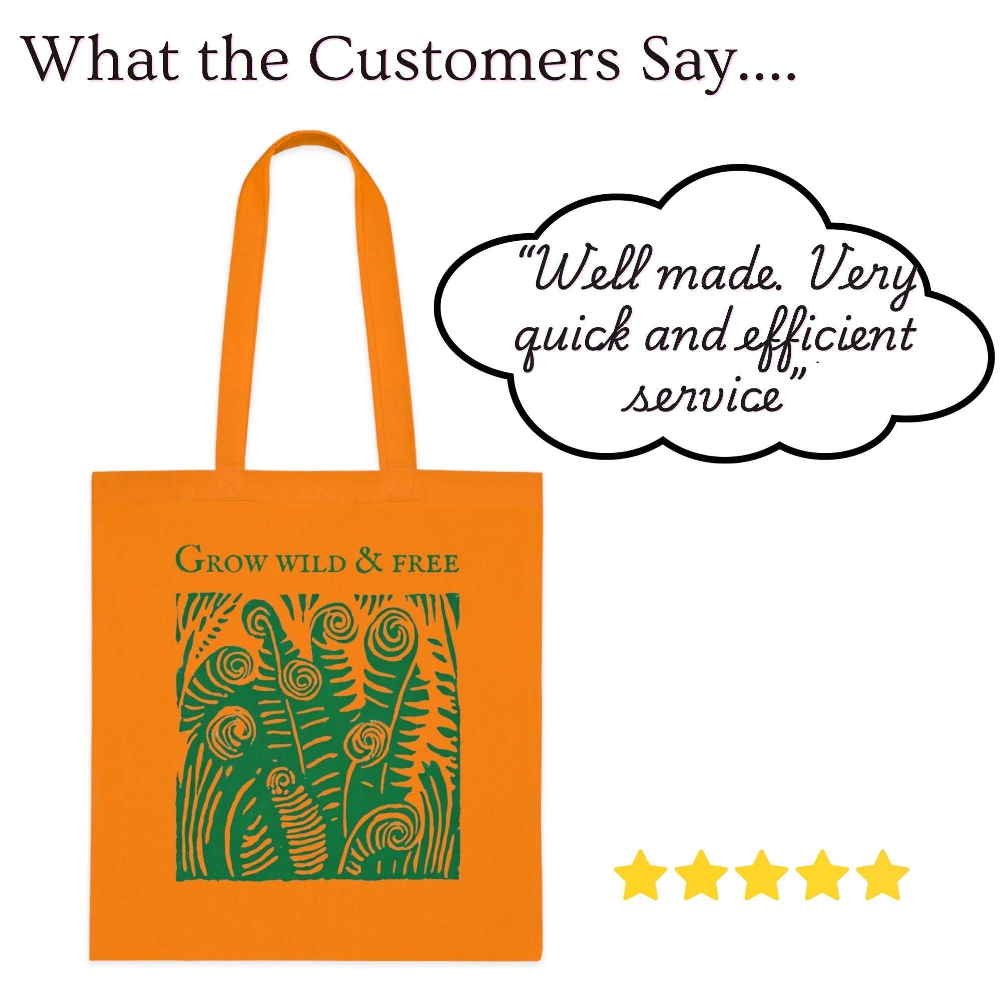 ‘Grow Wild and Free’ Fern Cotton Tote Bag