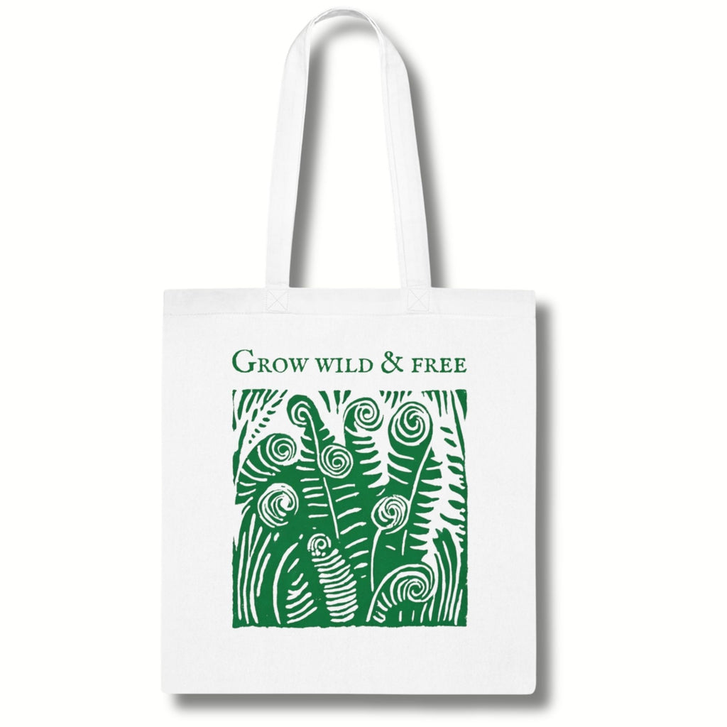 ‘Grow Wild and Free’ Fern Cotton Tote Bag