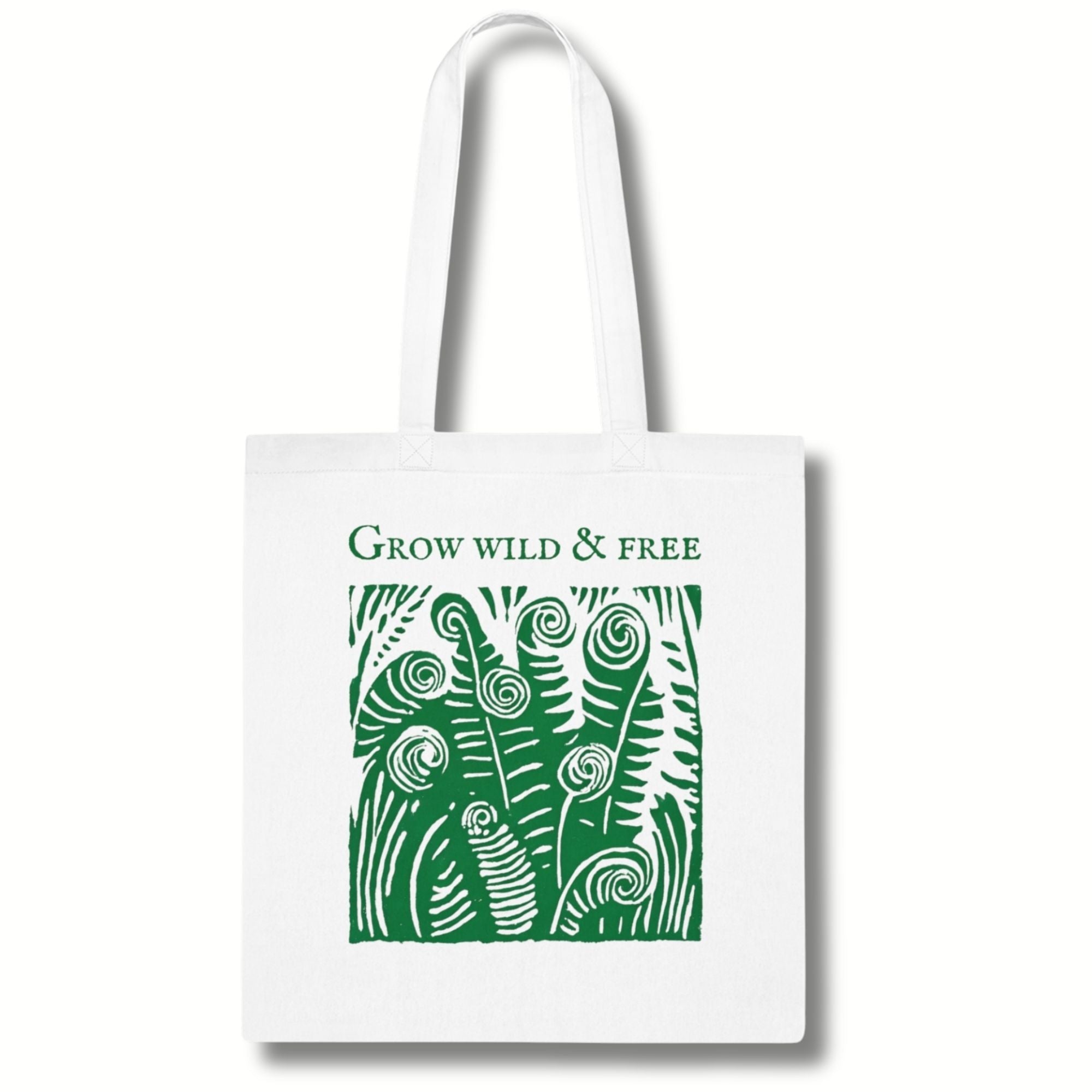 ‘Grow Wild and Free’ Fern Cotton Tote Bag