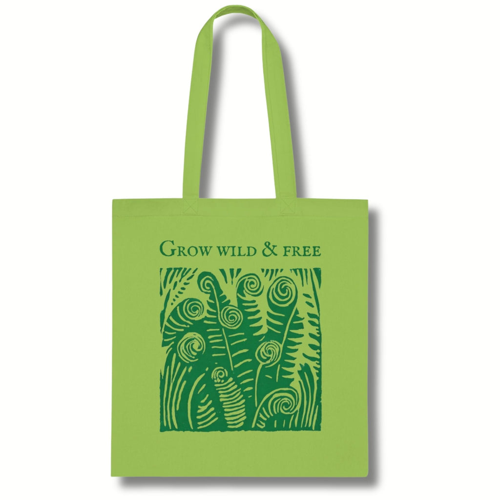 ‘Grow Wild and Free’ Fern Cotton Tote Bag