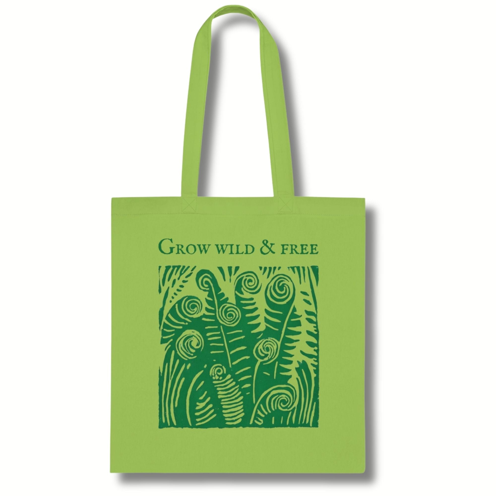‘Grow Wild and Free’ Fern Cotton Tote Bag