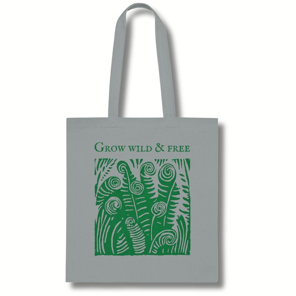 ‘Grow Wild and Free’ Fern Cotton Tote Bag