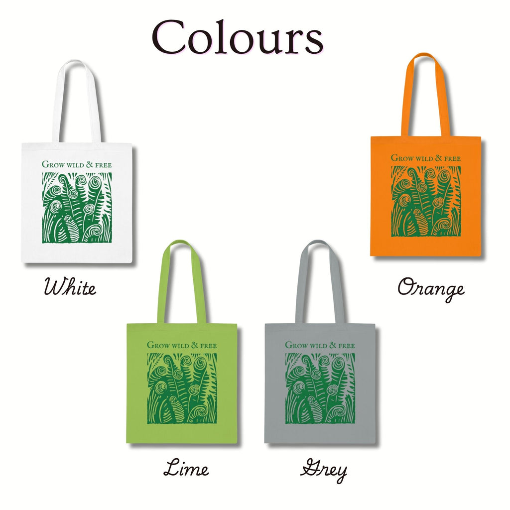 ‘Grow Wild and Free’ Fern Cotton Tote Bag