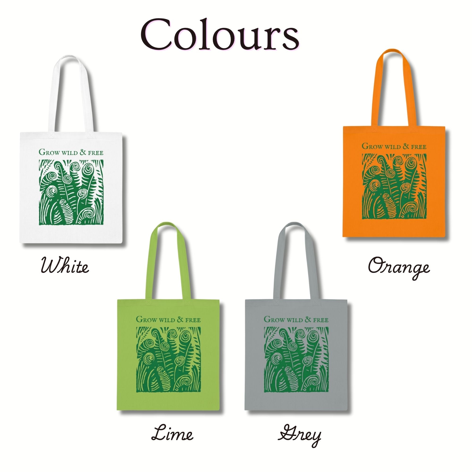 ‘Grow Wild and Free’ Fern Cotton Tote Bag