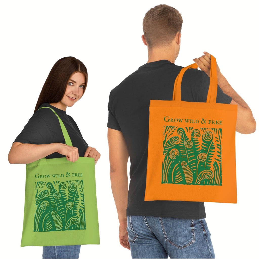 ‘Grow Wild and Free’ Fern Cotton Tote Bag