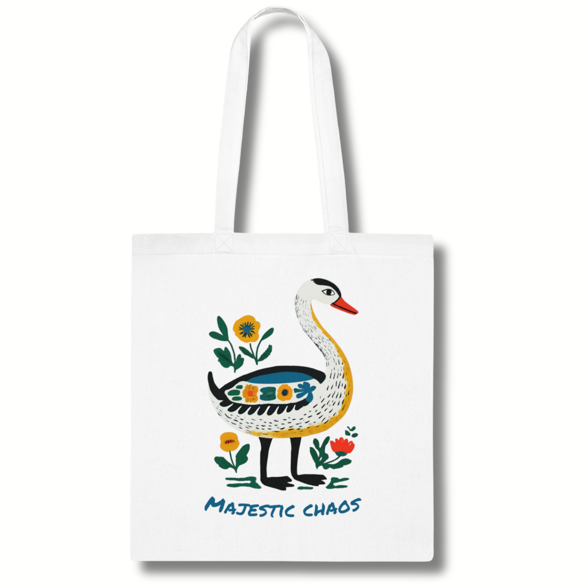 ‘Majestic Chaos’ Swan Cotton Tote Bag