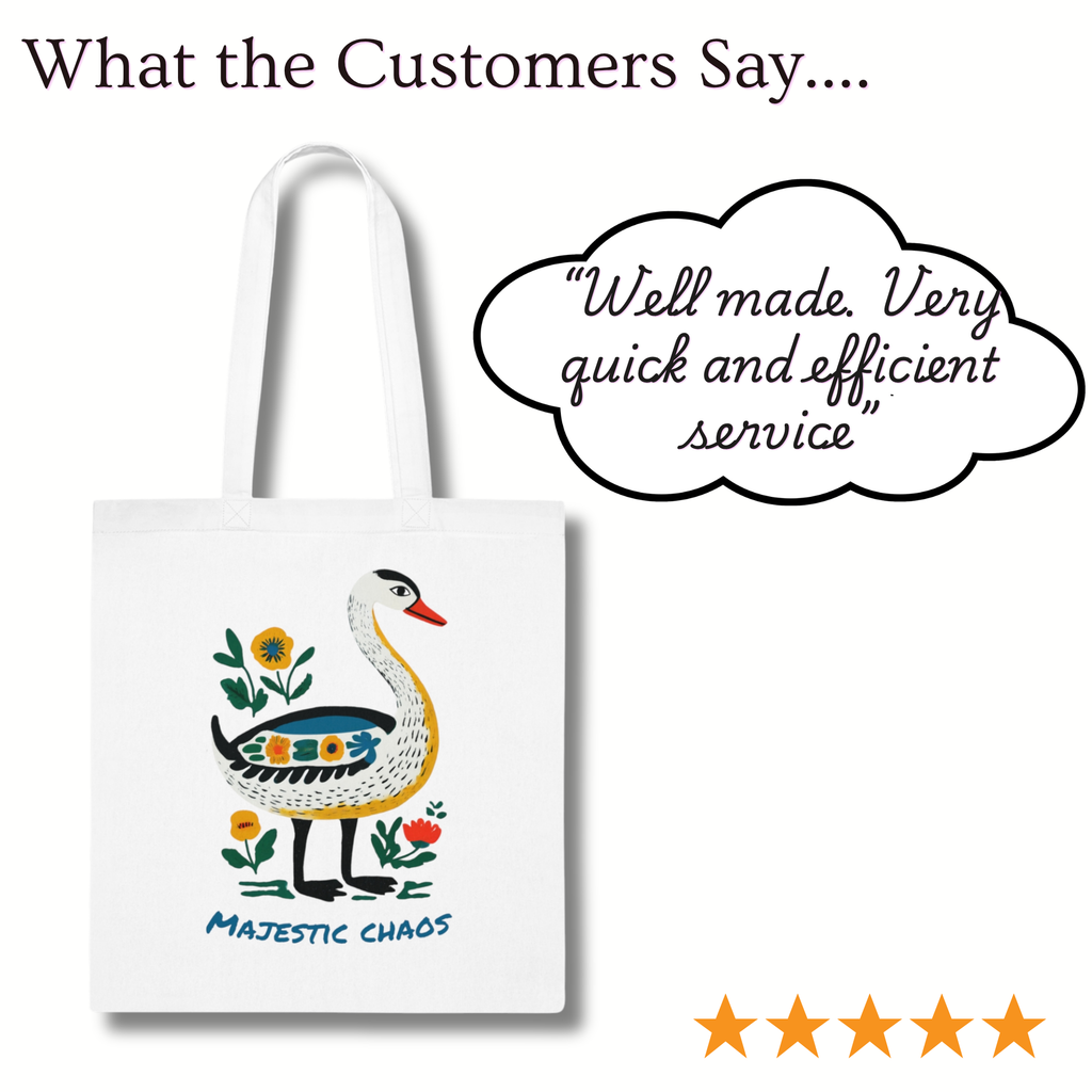 ‘Majestic Chaos’ Swan Cotton Tote Bag