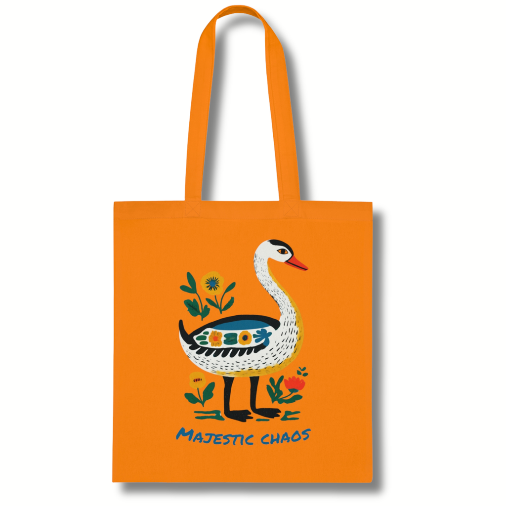 ‘Majestic Chaos’ Swan Cotton Tote Bag