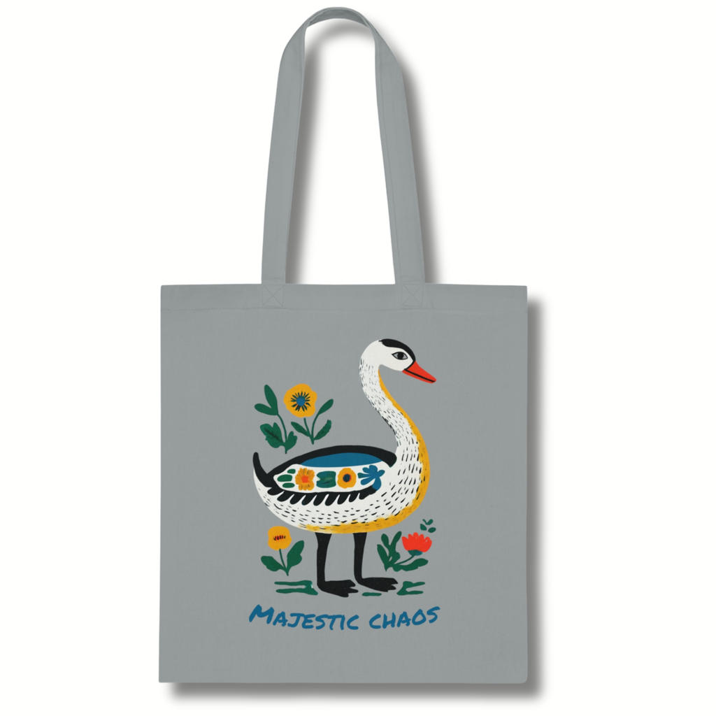 ‘Majestic Chaos’ Swan Cotton Tote Bag