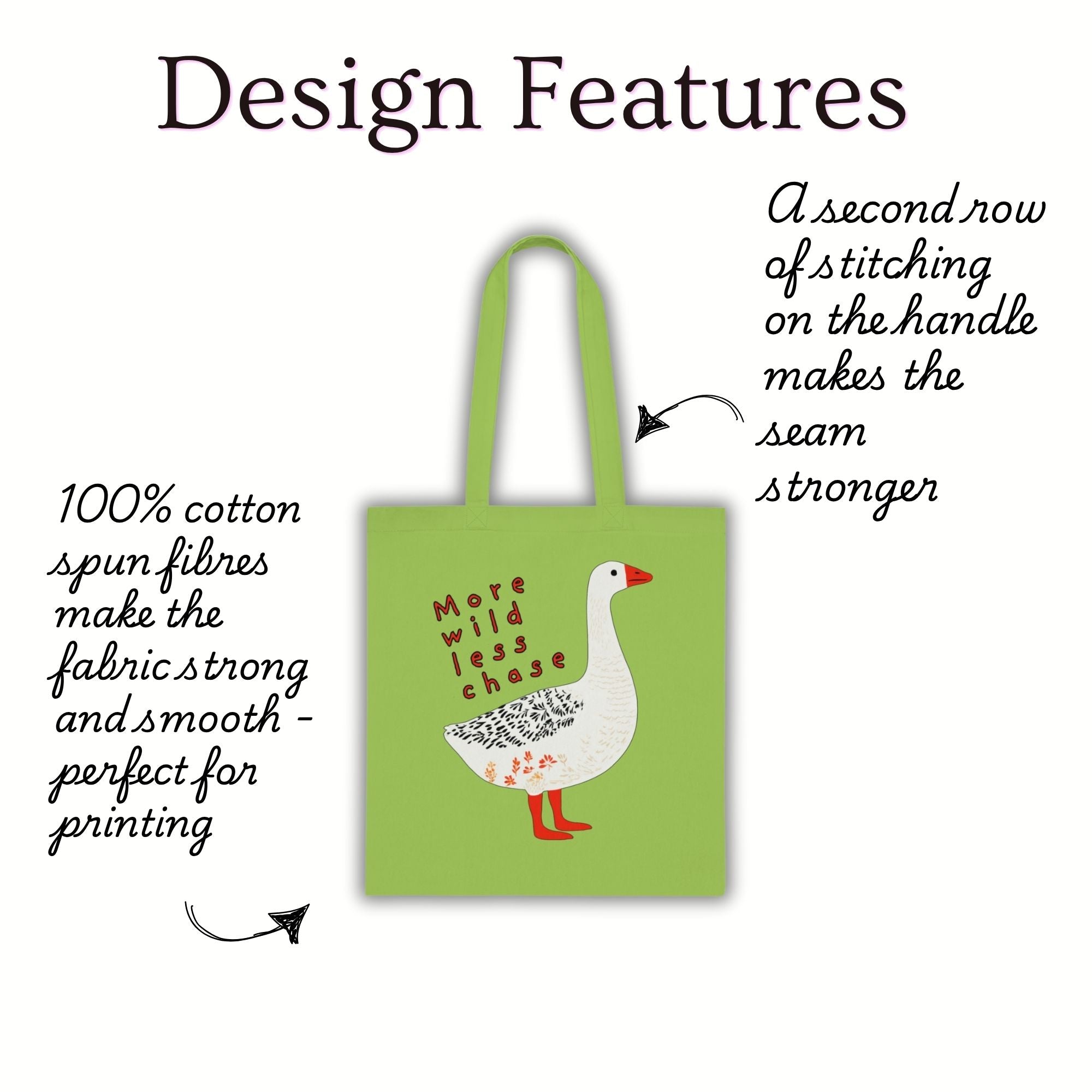 ‘More Wild Less Chase’ Goose Cotton Tote Bag