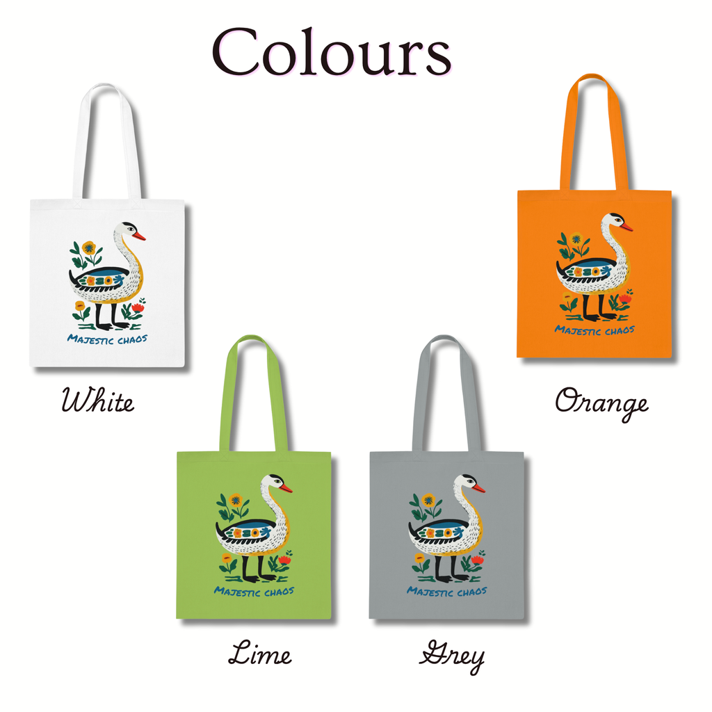 ‘Majestic Chaos’ Swan Cotton Tote Bag