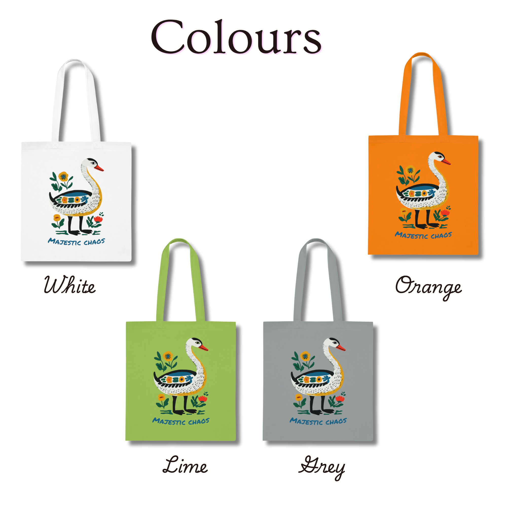 ‘Majestic Chaos’ Swan Cotton Tote Bag